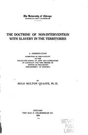 The doctrine of non-intervention with slavery in the territories by Milo Quaife