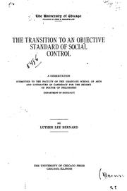 Cover of: transition to an objective standard of social control. | Bernard, L. L.