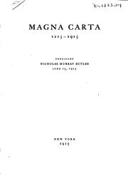 Cover of: Magna Carta, 1215-1915: an address