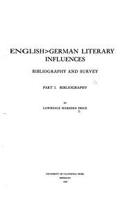 Cover of: English-German literary influences: bibliography and survey.