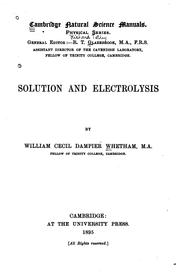Cover of: Solution and electrolysis