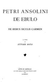 Cover of: De rebus Siculis carmen