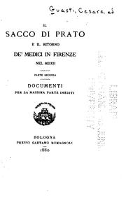 Cover of: Il sacco di Prato e il ritorno de' Medici in Firenze nel MDXII