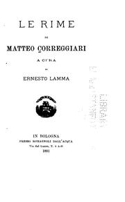 Cover of: Le rime di Matteo Correggiari by Matteo Correggiari