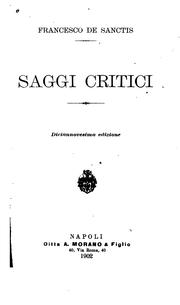 Cover of: Saggi critici by Francesco De Sanctis