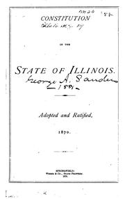 Cover of: Constitution of the state of Illinois by Illinois.