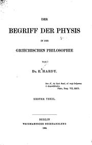 Cover of: Der Begriff der Physis in der griechischen Philosophie by Edmund Hardy