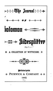 Cover of: journal of Solomon Sidesplitter [pseud.] | Rufus Clinton Hartranft