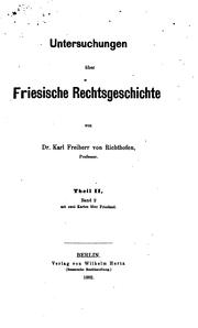 Cover of: Untersuchungen über friesische Rechtsgeschichte