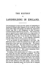 Cover of: The history of land holding in England by Joseph Fisher, F.R.H.S.