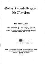 Cover of: Gottes Liebeshuld gegen die Menschen by McKenzie, William Patrick