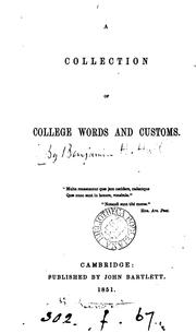 Cover of: A collection of college words and customs  by Benjamin Homer Hall