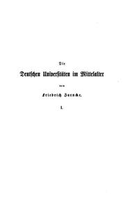 Cover of: Die deutschen universitäten im mittelalter by Friedrich Karl Theodor Zarncke
