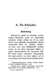 Cover of: Die philosophischen grundgedanken in Goethes Wilhelm Meister