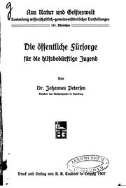 Cover of: Die öffentliche fürsorge für die hilfsbedürftige jugend