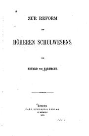 Cover of: Zur reform des höheren schulwesens