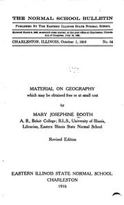 Cover of: Material on geography which may be obtained free or at small cost by Mary Josephine Booth, Mary Josephine Booth