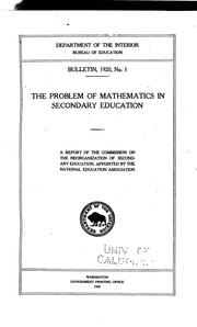 Cover of: The problem of mathematics in secondary education