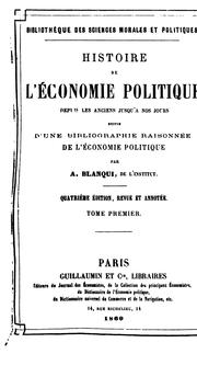 Cover of: Histoire de l'économie politique en Europe by Jérôme-Adolphe Blanqui