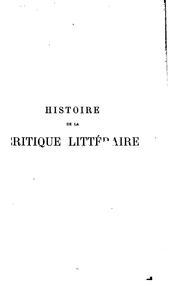 Cover of: Histoire de la critique littéraire en France by Henri Carton