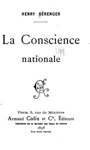 Cover of: La conscience nationale by Henry Bérenger