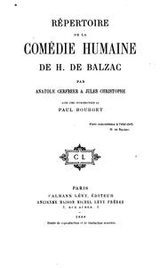 Cover of: Répertoire de la Comédie humaine de H. de Balzac by Anatole Cerfberr