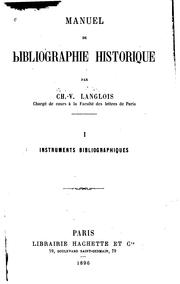 Cover of: Manuel de bibliographie historique