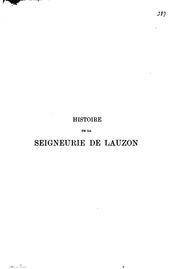 Cover of: Histoire de la seigneurie de Lauzon