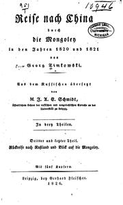 Cover of: Reise nach China durch die Mongoley in den jahren 1820 und 1821