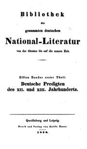 Cover of: Deütsche Predigten des XII. und XIII. Jahrhundertes