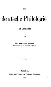 Cover of: Die deutsche Philologie im Grundriss by Karl von Bahder
