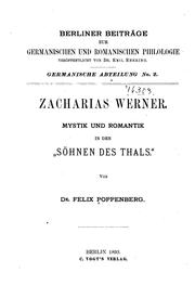 Cover of: Zacharias Werner: Mystik und Romantik in den "Söhnen des Thals".