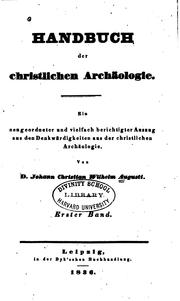 Cover of: Handbuch der christlichen archäologie by Johann Christian Wilhelm Augusti