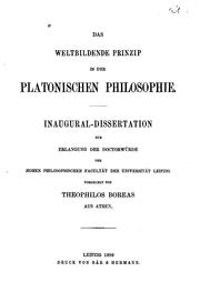Cover of: Das weltbildende Prinzip in der Platonischen Philosophie 