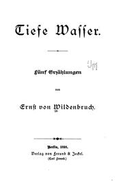 Cover of: Tiefe Wasser: Fünf Erzählungen