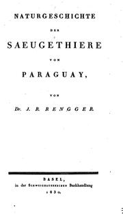 Cover of: Naturgeschichte der Saeugethiere von Paraguay