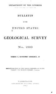 Cover of: Reconnaissance of the borax deposits of Death valley and Mohave desert