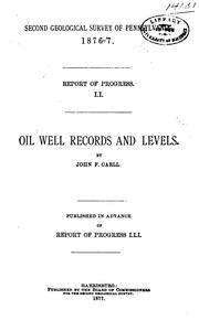Cover of: Oil well records and levels