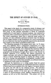 Cover of: The effect of oxygen in coal