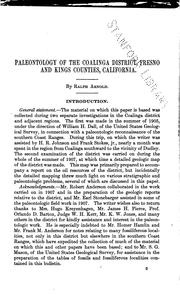 Cover of: Paleontology of the Coalinga district, Fresno and Kings counties, California by Arnold, Ralph