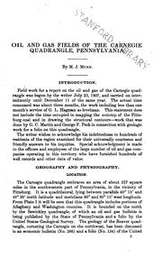 Oil and gas fields of the Carnegie quadrangle, Pennsylvania by Munn, Malcolm John