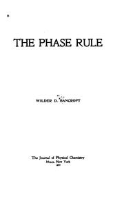 Cover of: The phase rule