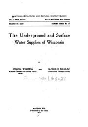 Cover of: The underground and surface water supplies of Wisconsin