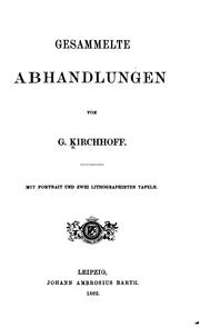 Cover of: Gesammelte abhandlungen