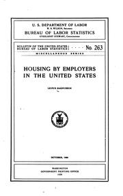 Cover of: Housing by employers in the United States by Leifur Magnusson