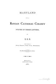 Maryland not a Roman Catholic colony by Edward D. Neill