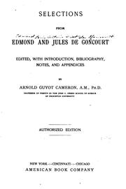 Cover of: Selections from Edmond and Jules de Goncourt.