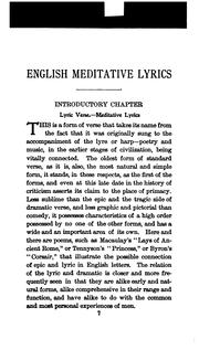 Cover of: English meditative lyrics by Theodore W. Hunt