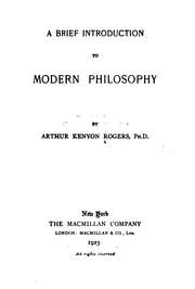 Cover of: A brief introduction to modern philosophy