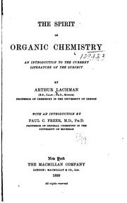 Cover of: The spirit of organic chemistry by Arthur Lachman